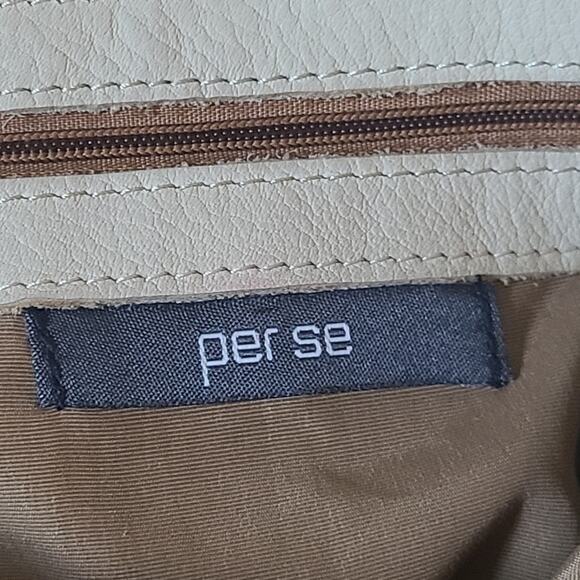 Per Se Butter Soft Leather Shoulder Bag Ivory Taupe Braided Handle - Picture 2 of 15